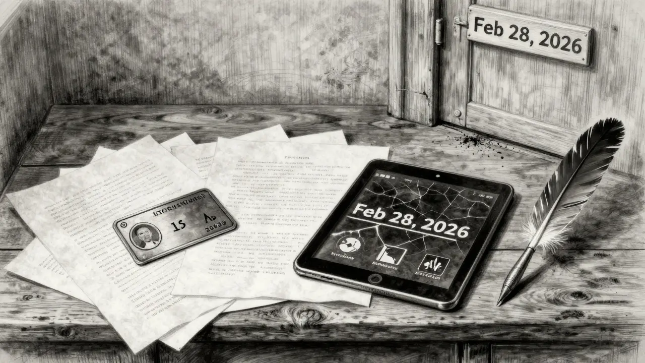 A metal card with an engraved ID rests on a desk beside a tablet showing a blockchain address, under dim light.