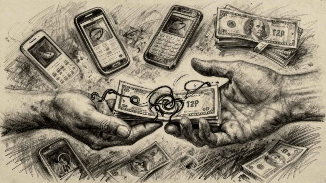 Charcoal art showing hands connected by data streams, symbolizing P2P crypto trade