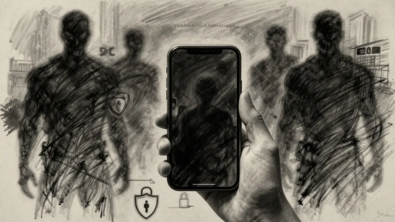 Charcoal sketch of a phone surrounded by shadows, representing crypto security risks