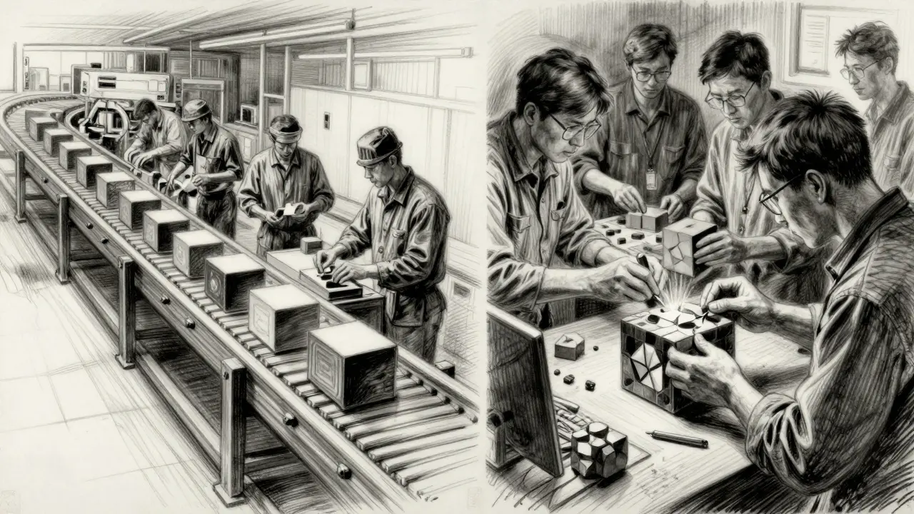 Charcoal art contrasting rapid BaaS deployment with meticulous custom blockchain creation
