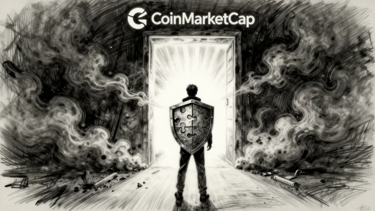 Charcoal sketch of a person guarding against scams during a crypto airdrop