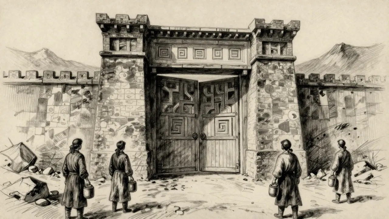 Sketch of people leaving closed exchange gates to hold assets in personal wallets