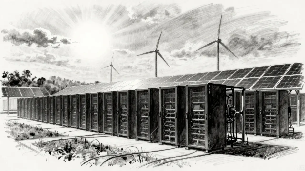 Charcoal art of solar-powered crypto mining farm in Cuba