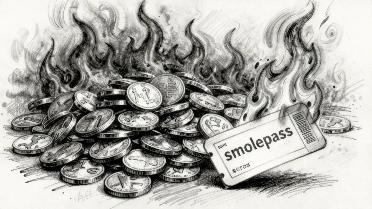 Coins burning to create a special pass in charcoal drawing