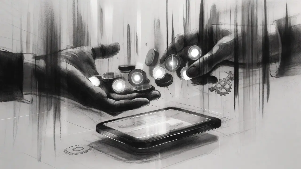 Abstract charcoal art of fast token swaps and speed