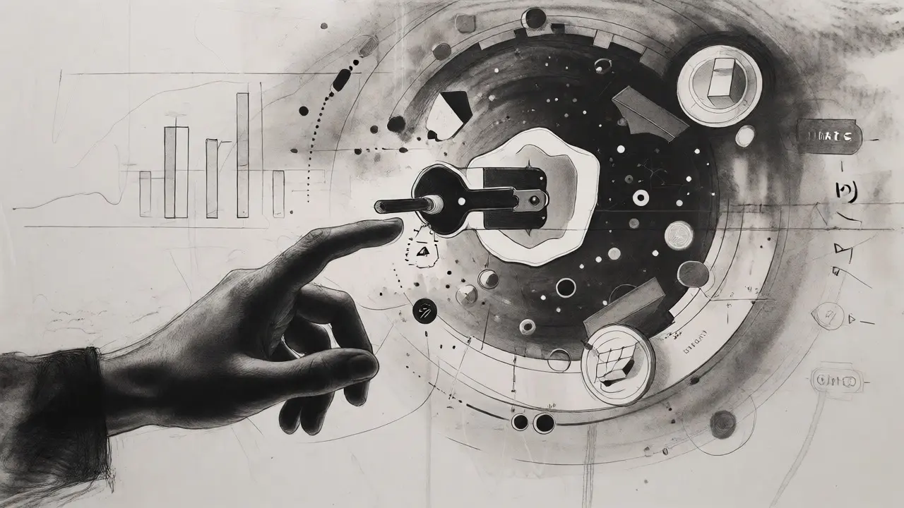 Artistic charcoal drawing of a hand connecting a crypto wallet to a swirling DeFi liquidity pool.