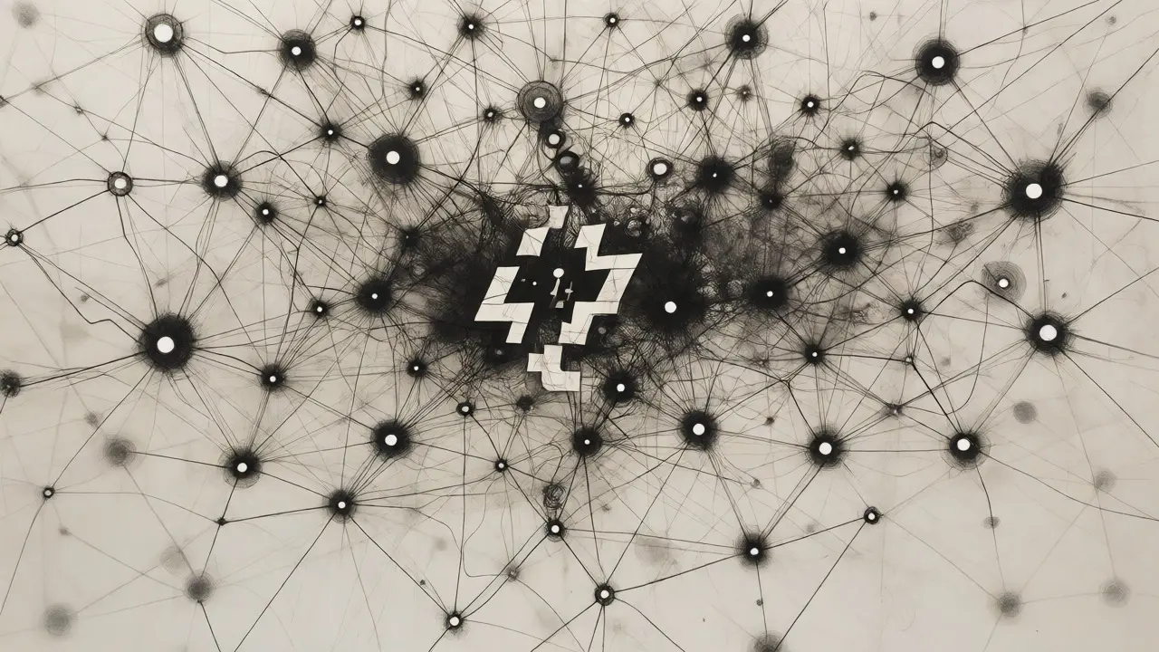 Conceptual charcoal art showing a decentralized IPFS network of connected nodes.
