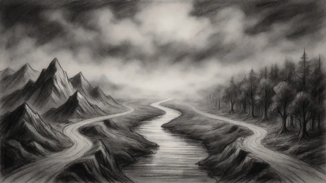 Three diverging paths in charcoal style representing different decentralized exchanges